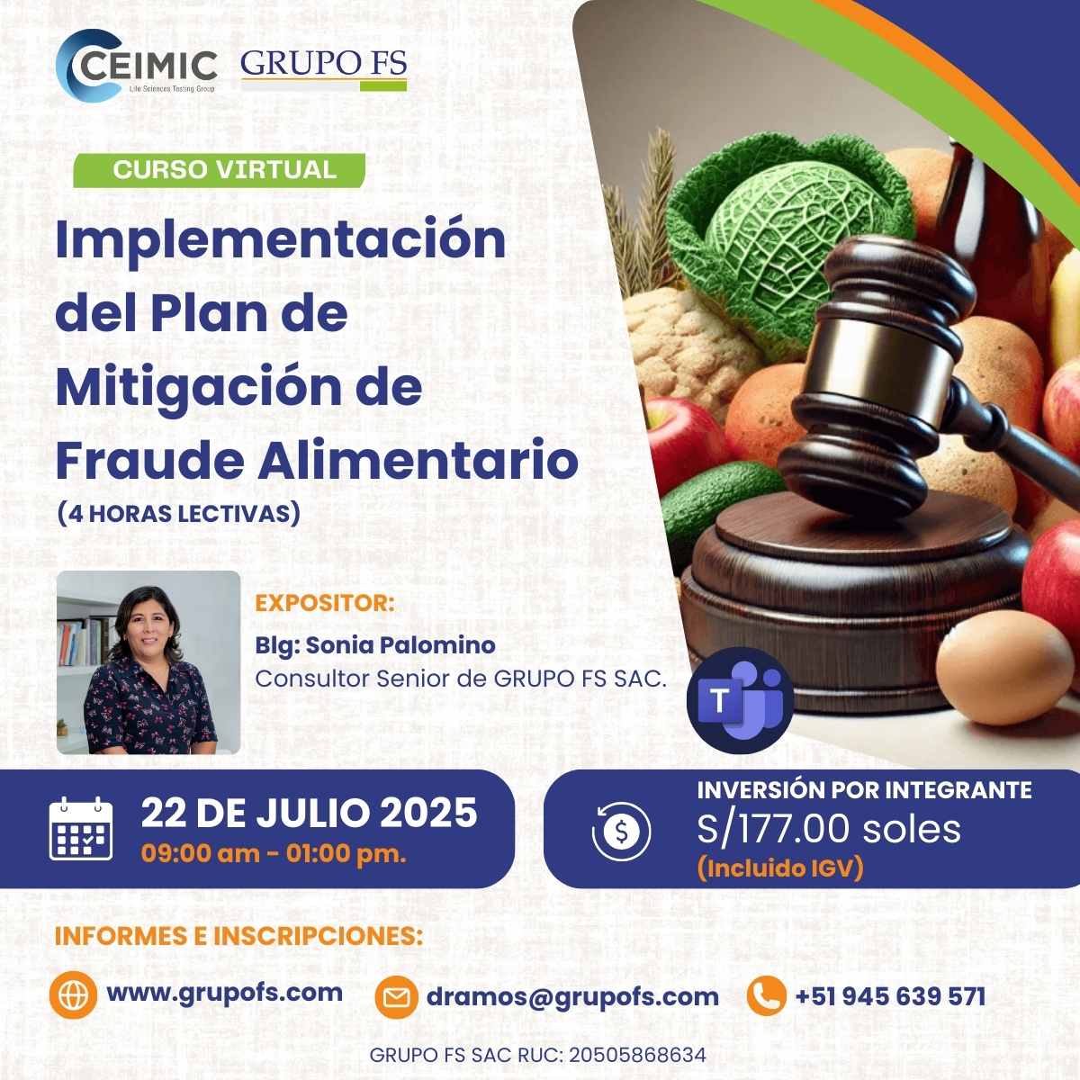 CURSO-TALLER IMPLEMENTACIóN DEL PLAN DE MITIGACIóN DE FRAUDE ALIMENTARIO.